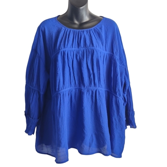 c est. 19 Tops - C Est. 1946 Women's Blue 3/4 Ruffle Sleeve Cowlneck Top Blouse Size XL NWT